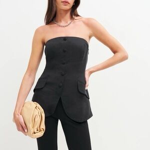 Reformation Tonya Top in Black Size 2 Strapless Tube Top vest top blazer